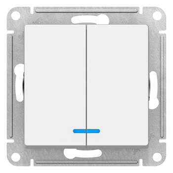 Выключатель SE AtlasDesign 2-клавишный с подсветкой, сх.5а, 10АХ, белый, механизм - Электрика, НВА - Выключатели и розетки - Выключатели - Магазин электрооборудования Проф-Электрик